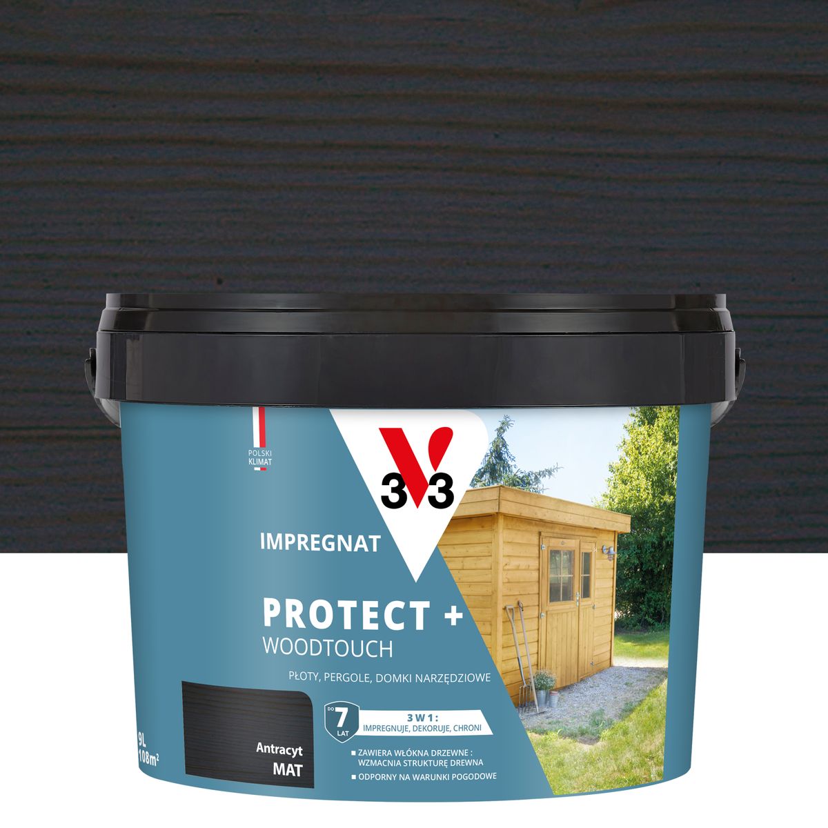 Impregnat do drewna Protect + Woodtouch Antracyt 9 l V33