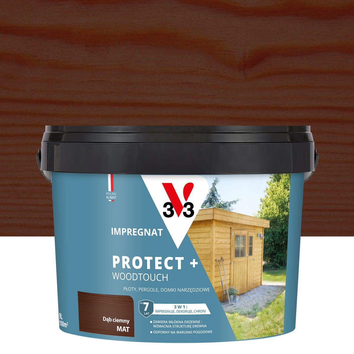 Impregnat do drewna Protect + Woodtouch Dąb ciemny 9 l V33