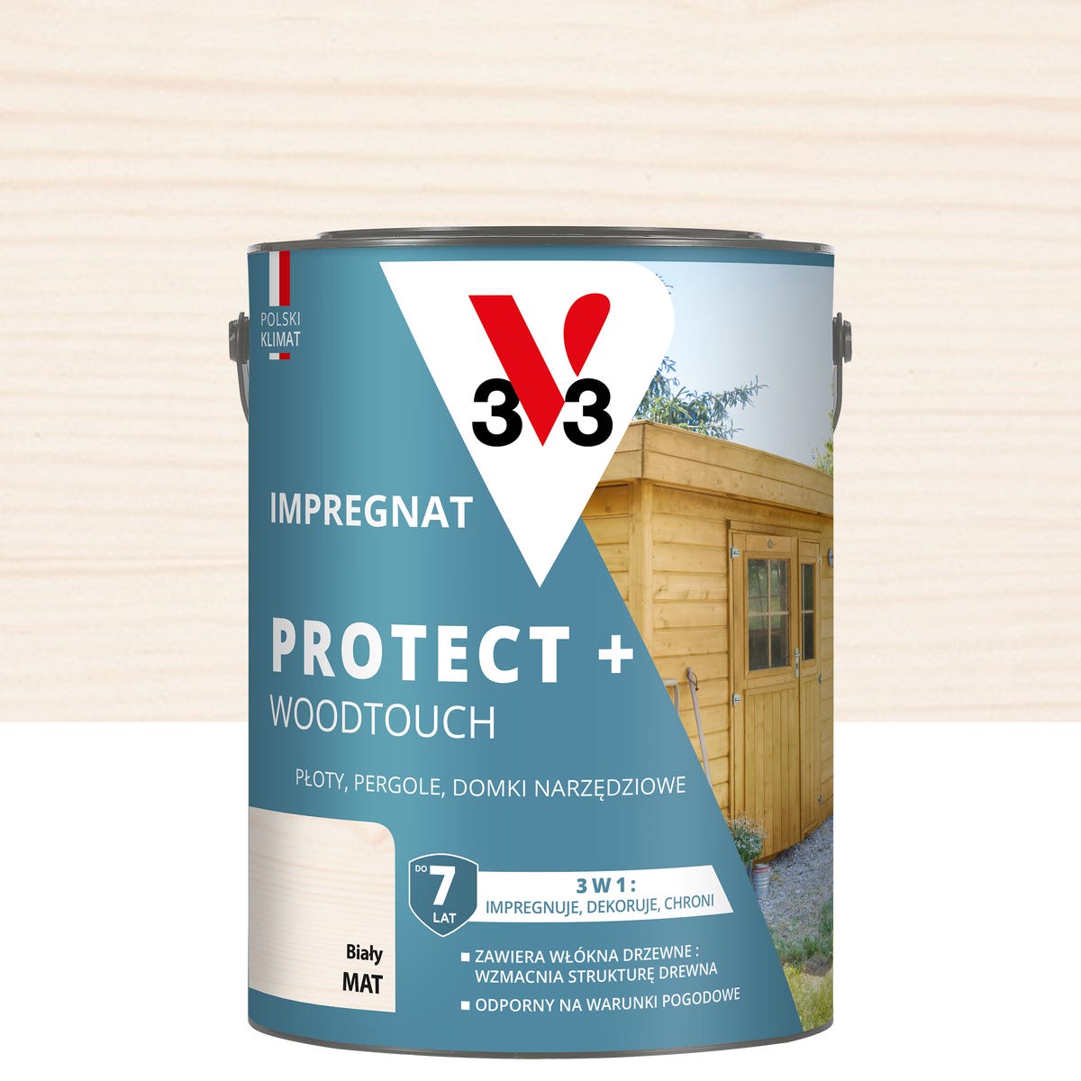 Impregnat do drewna Protect + Woodtouch 3w1 Biały mat 4.5 l V33