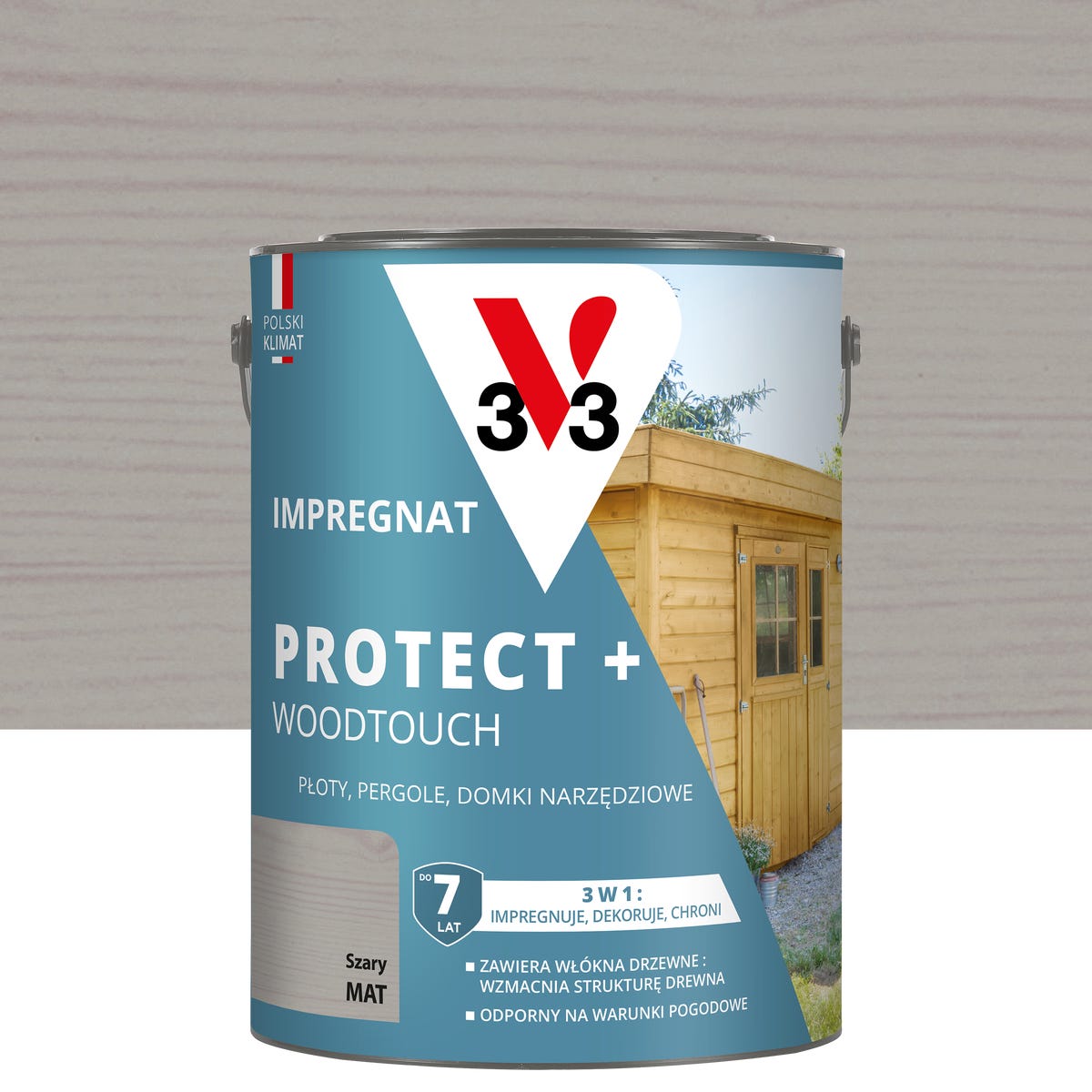 Impregnat do drewna Protect + Woodtouch 3w1 Szary mat 4.5 l V33