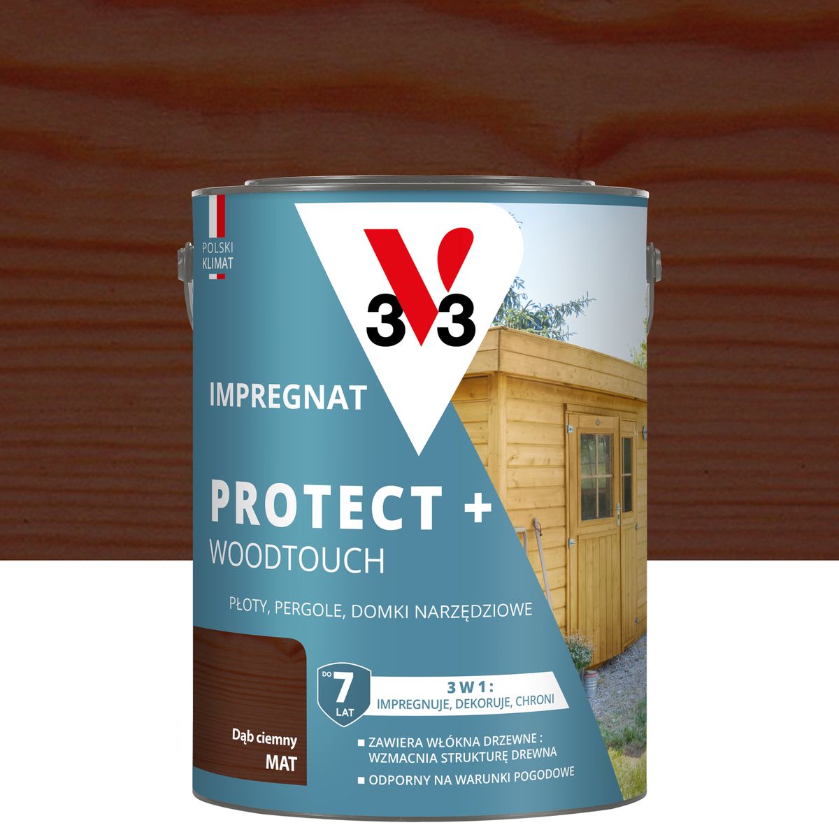 Impregnat do drewna Protect + Woodtouch 3w1 Dąb ciemny mat 4.5 l V33