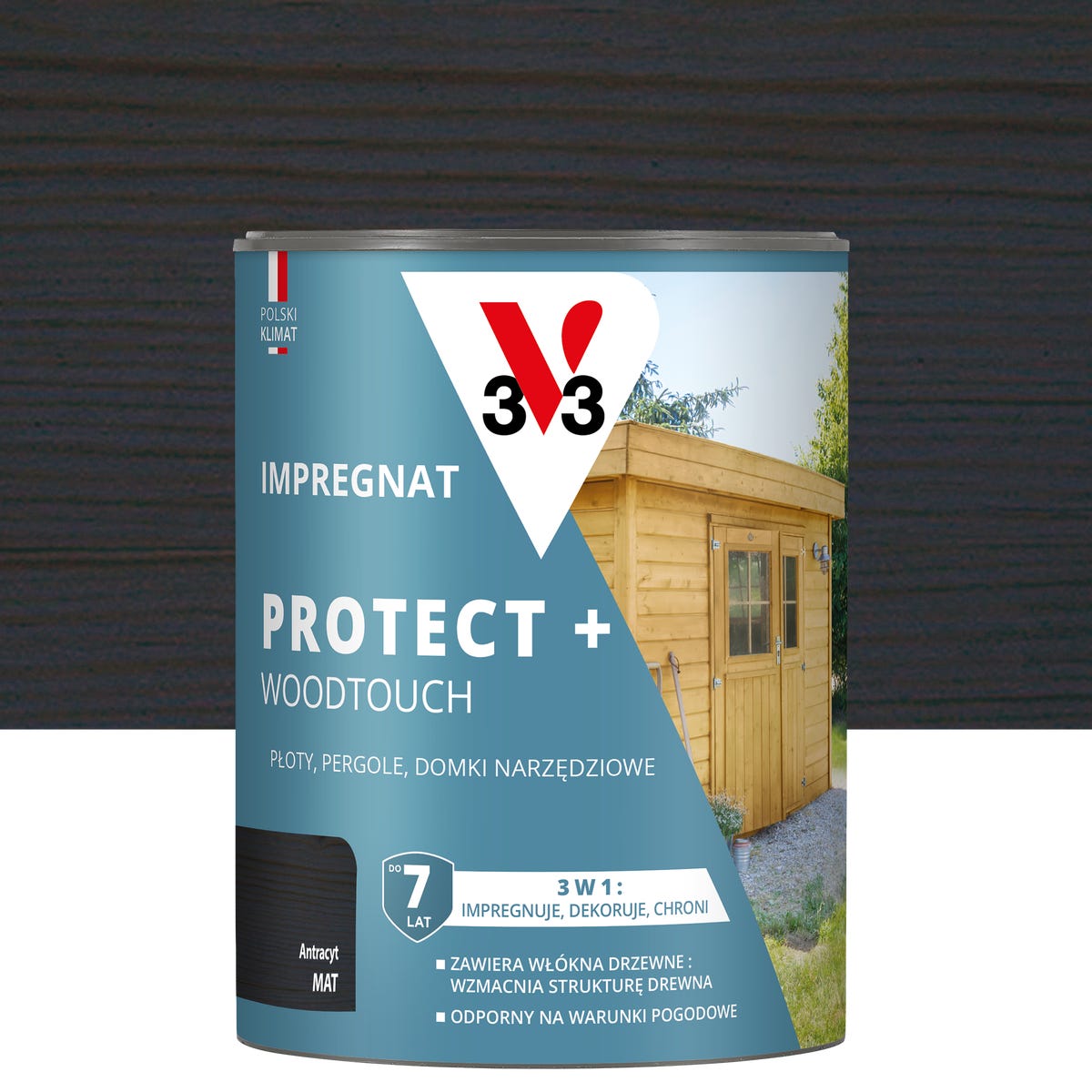 Impregnat do drewna Protect + Woodtouch 3w1 Antracyt mat 0.7 l V33