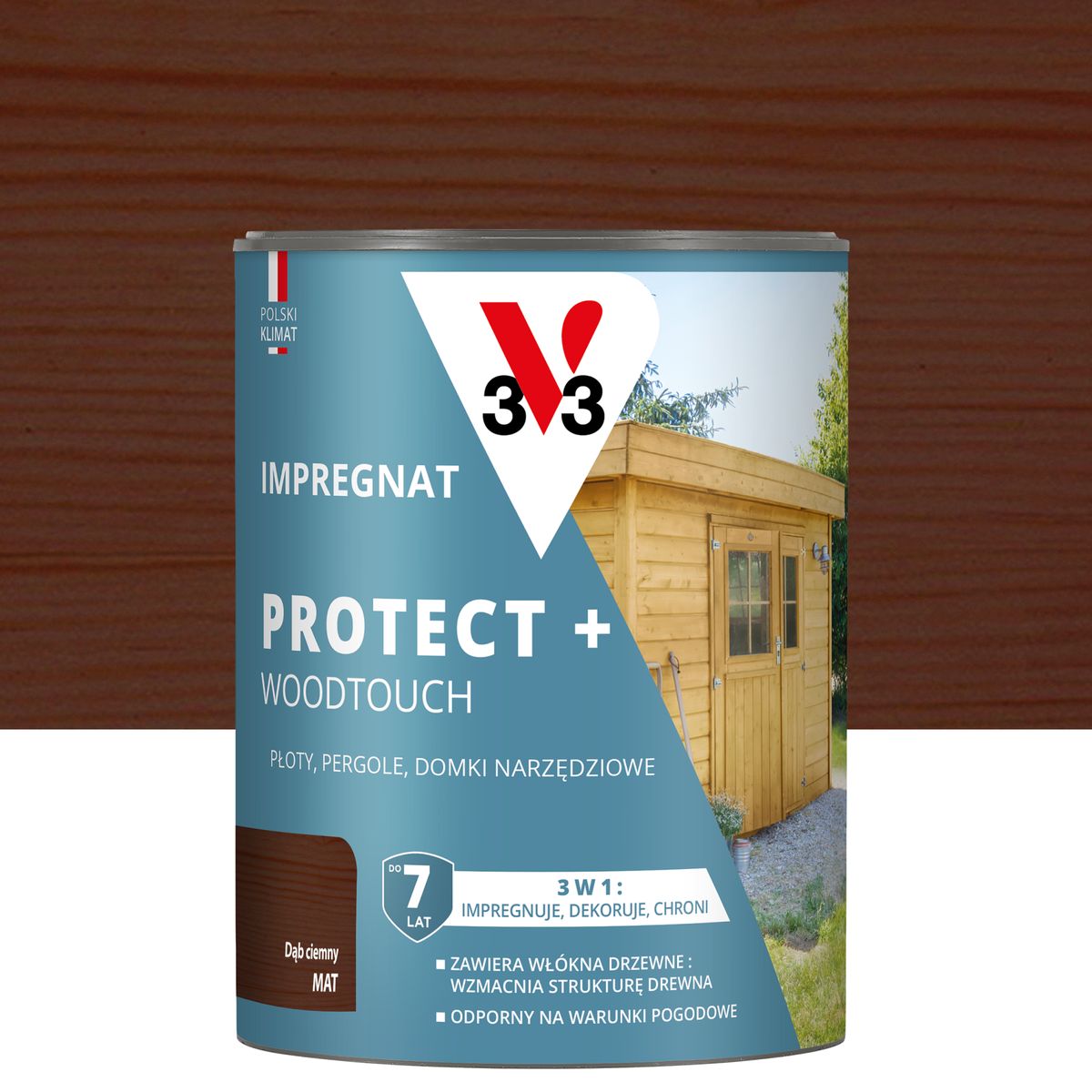 Impregnat do drewna Protect + Woodtouch 3w1 Dąb ciemny mat 0.7 l V33