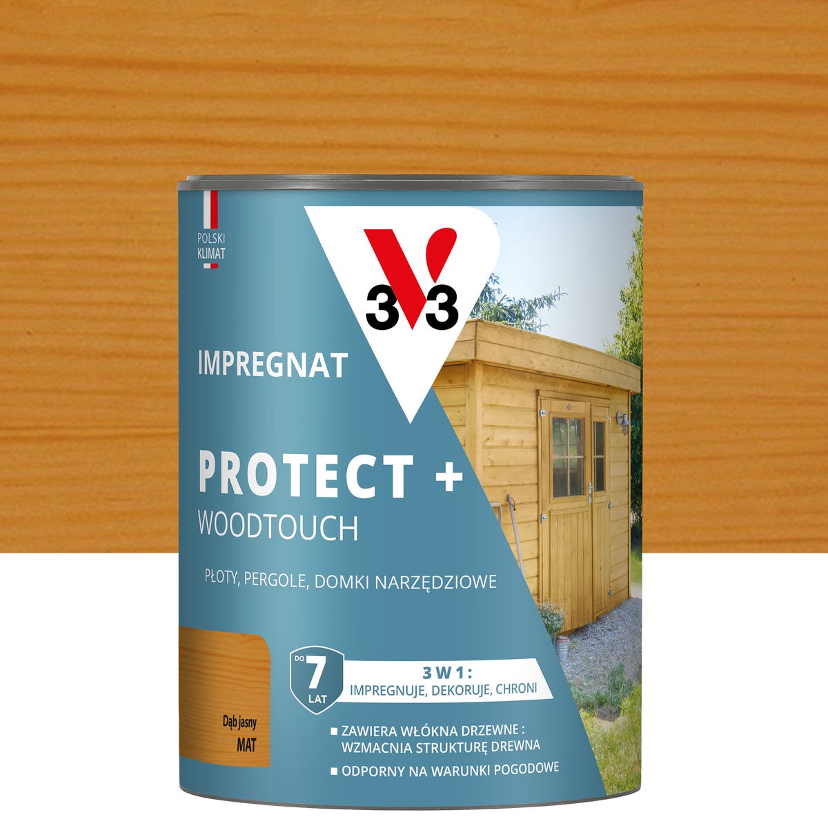 Impregnat do drewna Protect + Woodtouch 3w1 Dąb jasny mat 0.7 l V33