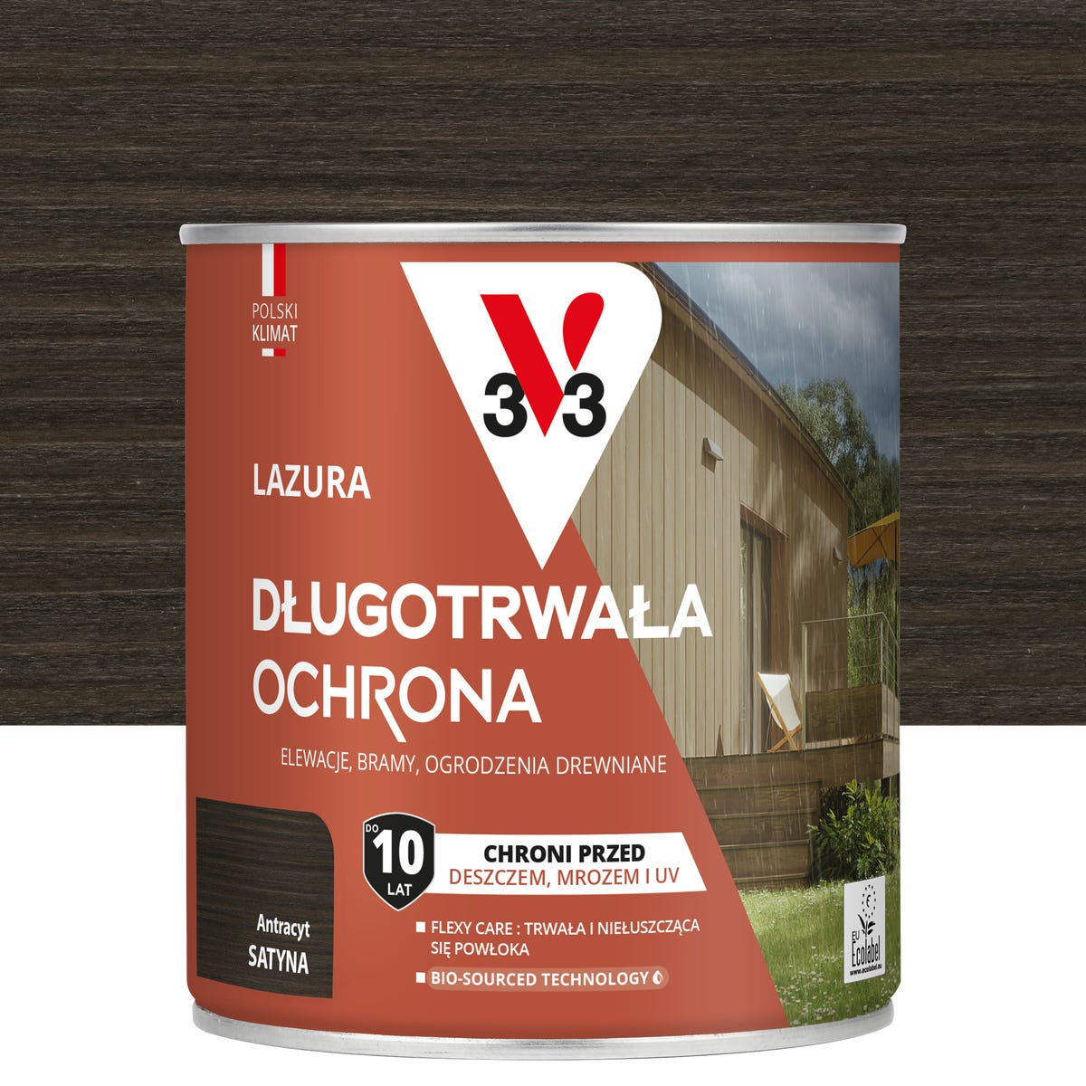 Lazura 10 lat ochrony Antracyt satynowy 0.75 l V33