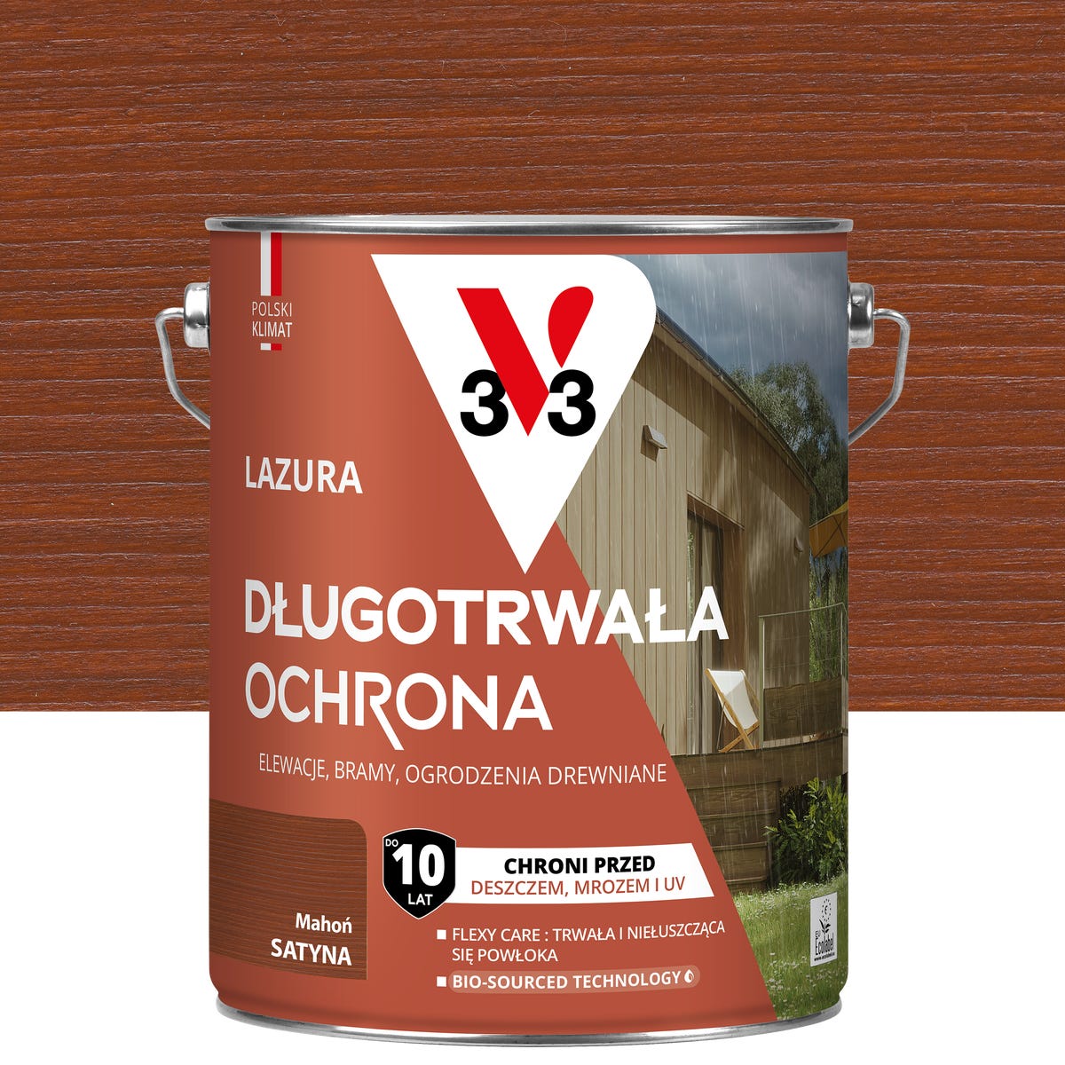 Lazura 10 lat ochrony Mahoń satynowy 4.5 l V33