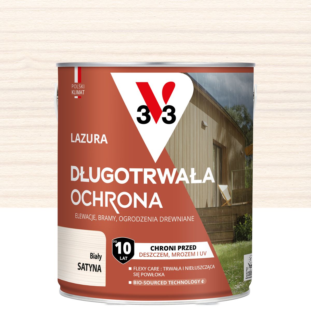 Lazura 10 lat ochrony Biały satynowy 2.5 l V33