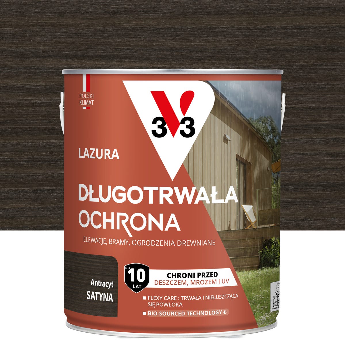 Lazura 10 lat ochrony Antracyt satynowy 2.5 l V33