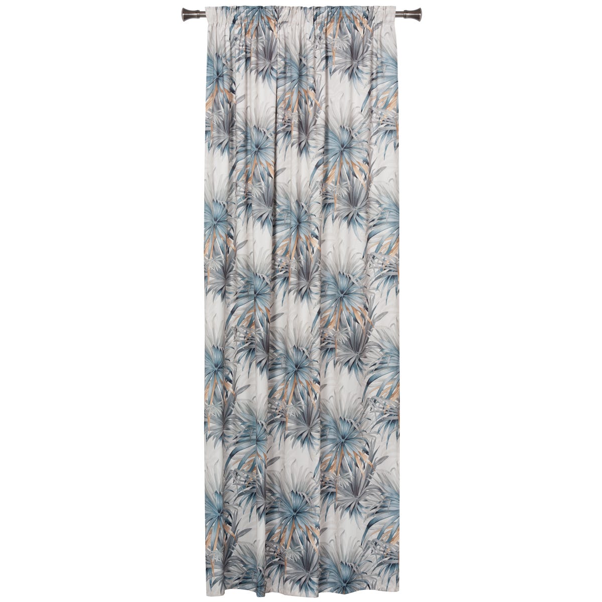 Zasłona Maui Liście niebieska 140 x 280 cm na taśmie