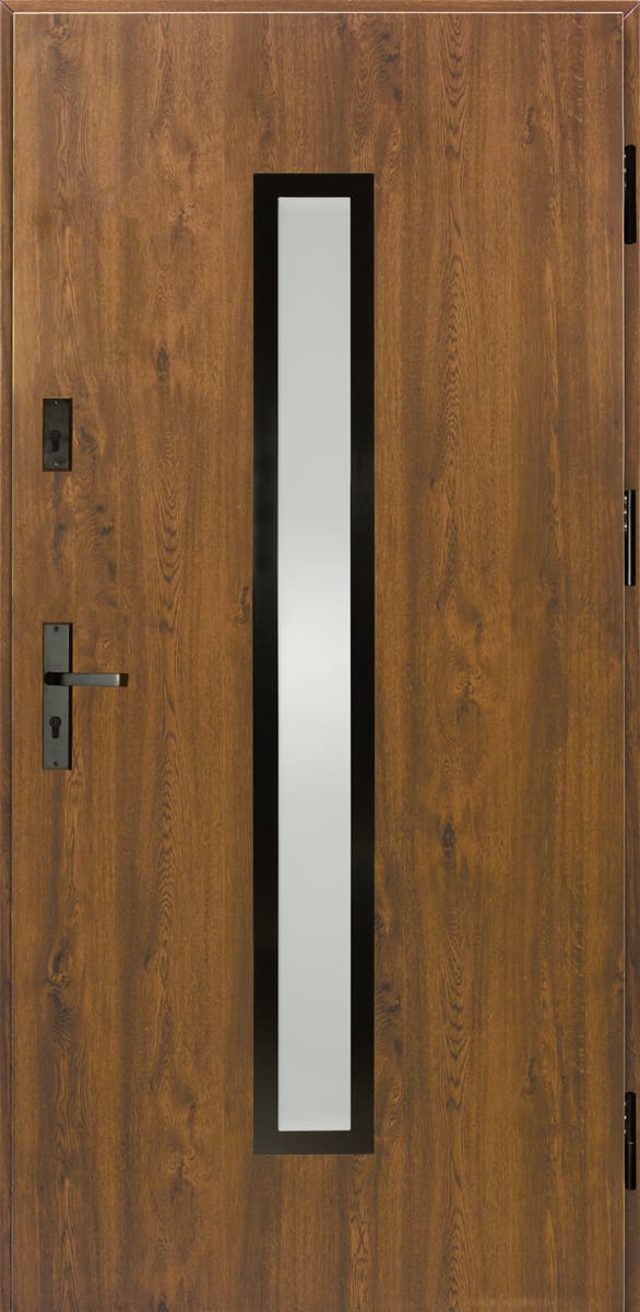 Drzwi zewnętrzne stalowe wejściowe Auria Passive orzechowe 90 prawe Splendoor