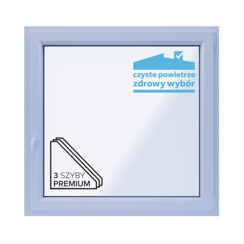 Okno PCV 3-szybowe fasadowe O16 białe 1165x1135 mm otwierane do wewnątrz prawe TROCAL 76AD Witraż