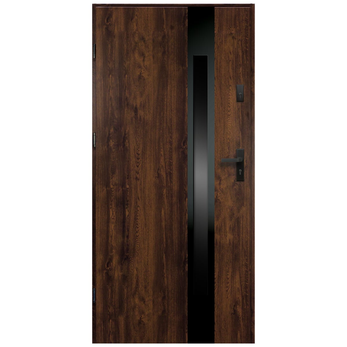 Isoxa Drzwi zewnętrzne stalowe wejściowe Buena Shadow 68 orzechowe 90 lewe