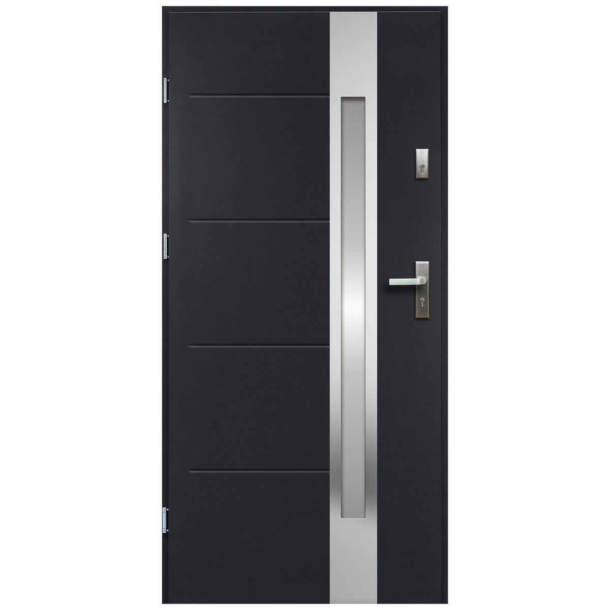 Isoxa Drzwi zewnętrzne stalowe wejściowe Bella Lako 68 antracytowe 80 lewe