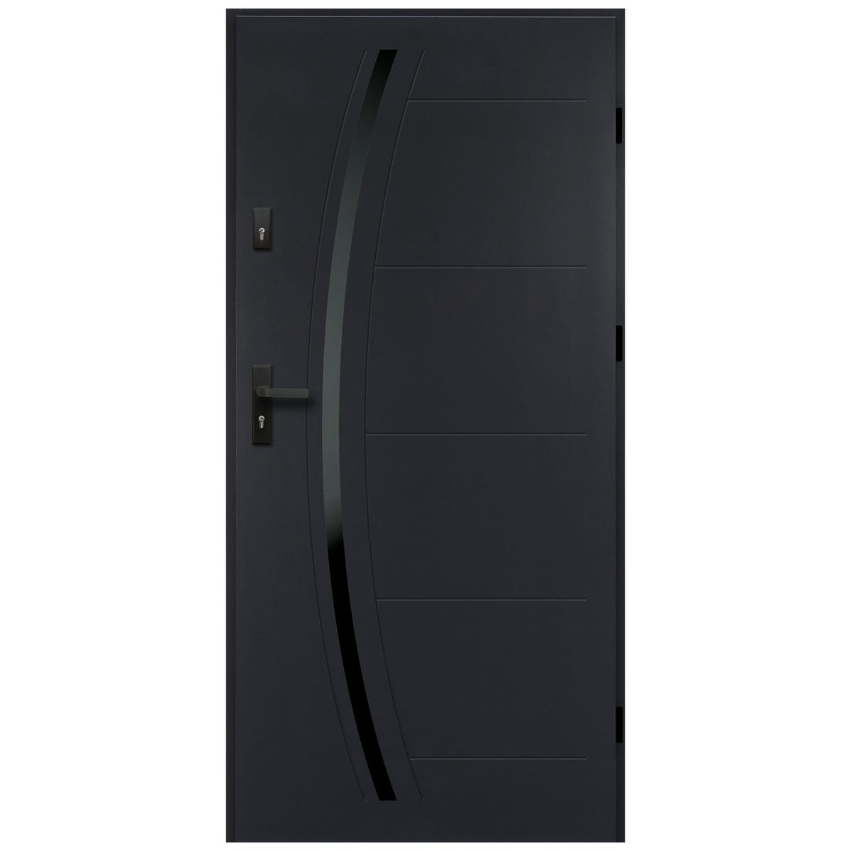 Isoxa Drzwi zewnętrzne stalowe wejściowe Helios Black 68 antracytowe 80 prawe