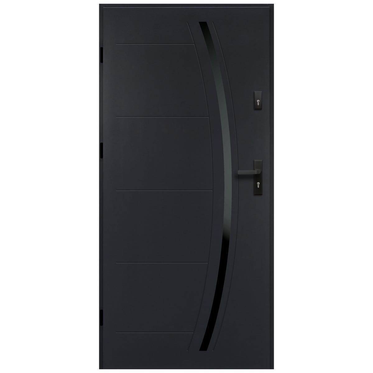 Isoxa Drzwi zewnętrzne stalowe wejściowe Helios Black 68 antracytowe 80 lewe
