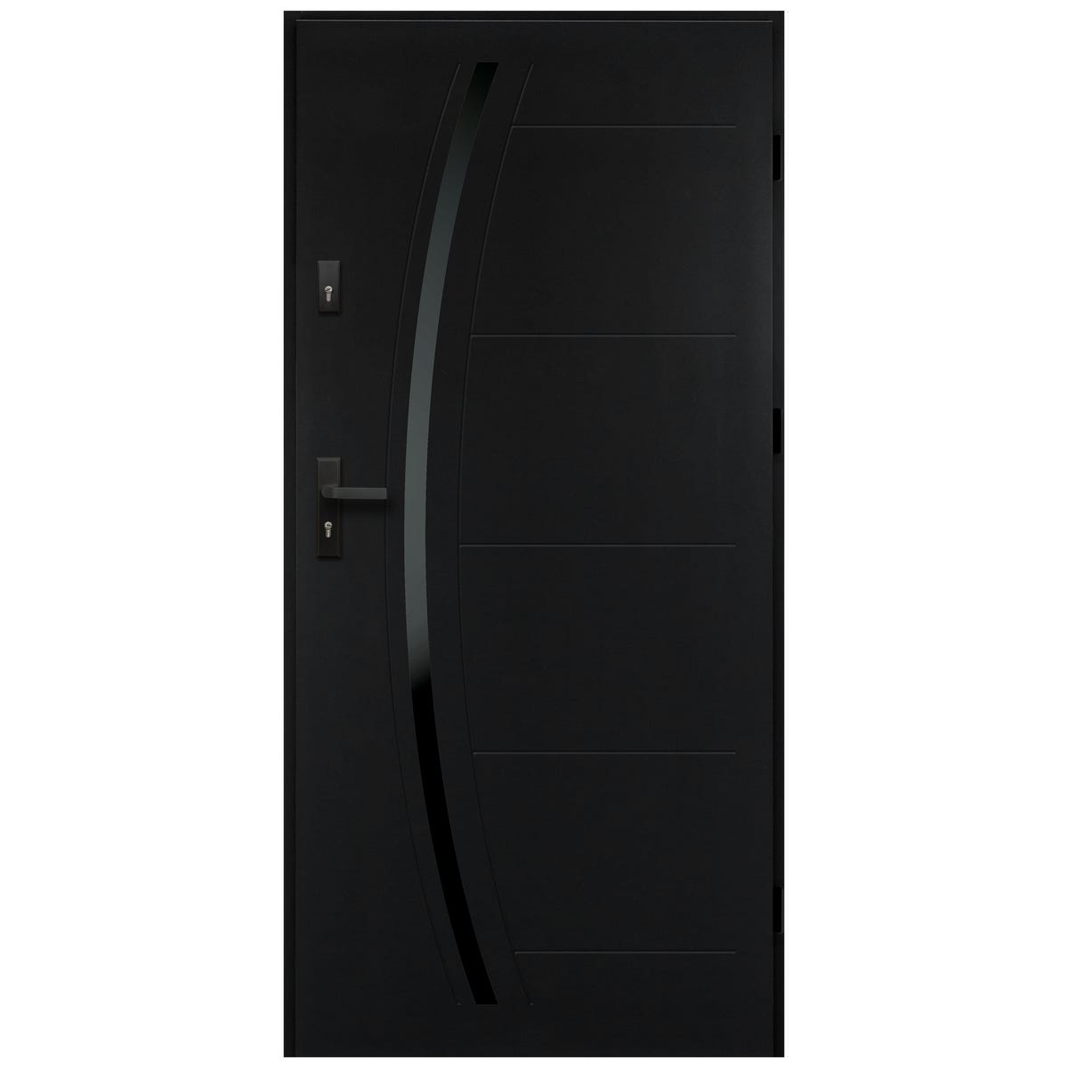 Isoxa Drzwi zewnętrzne stalowe wejściowe Helios Black 68 czarne 80 prawe