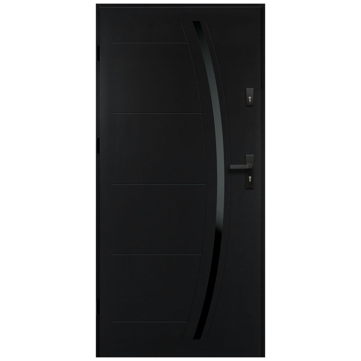 Isoxa Drzwi zewnętrzne stalowe wejściowe Helios Black 68 czarne 80 lewe