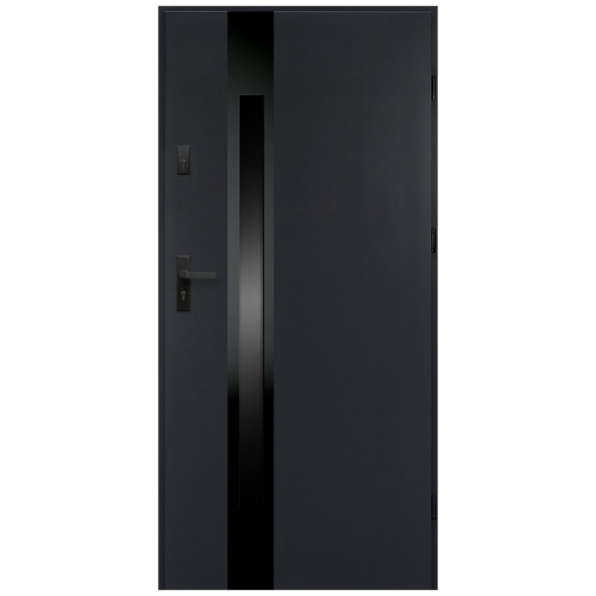 Isoxa Drzwi zewnętrzne stalowe wejściowe Buena Shadow 68 antracytowe 80 prawe