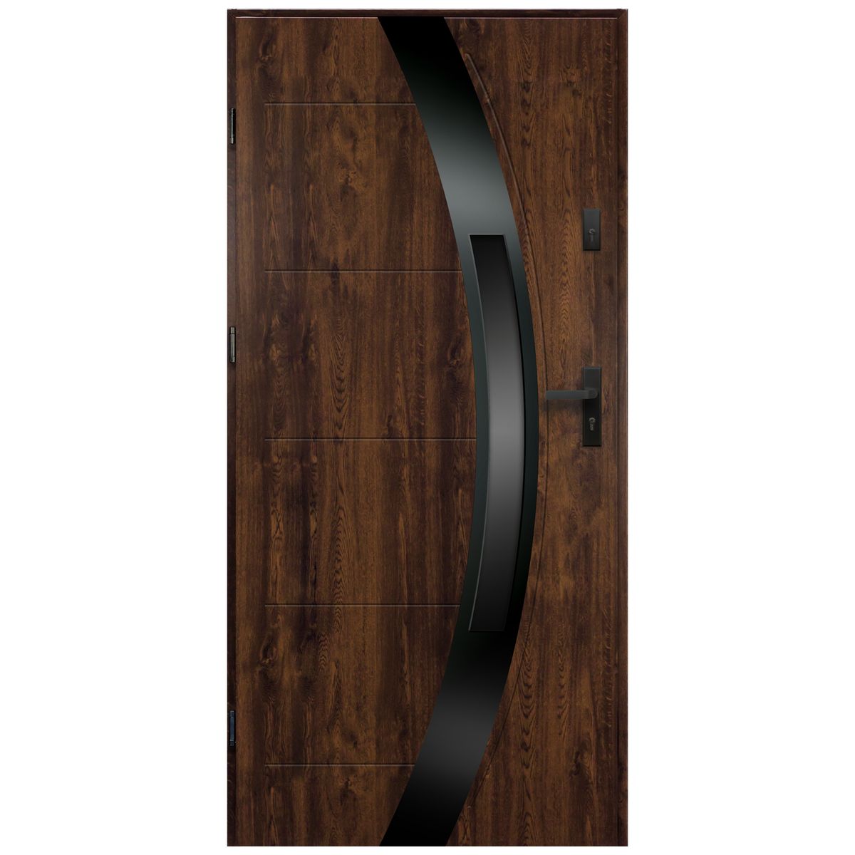 Isoxa Drzwi zewnętrzne stalowe wejściowe Nero Shadow 68 orzechowe 80 lewe