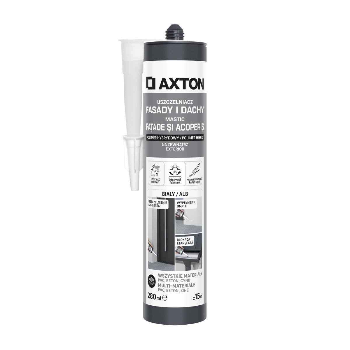 Uszczelniacz do fasad i dachów biały 280 ml Axton