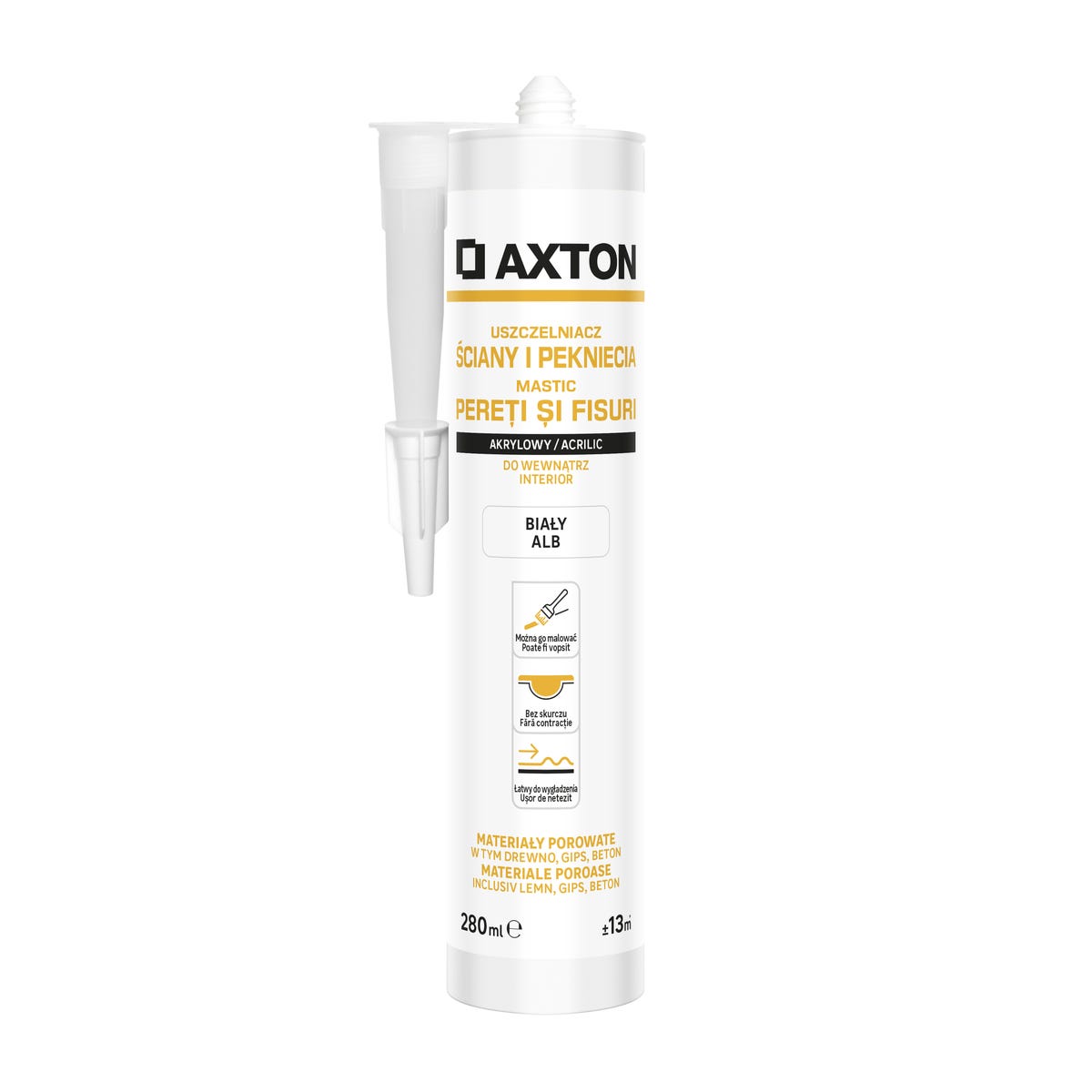 Akryl Ściany i Pęknięcia biały 280 ml Axton