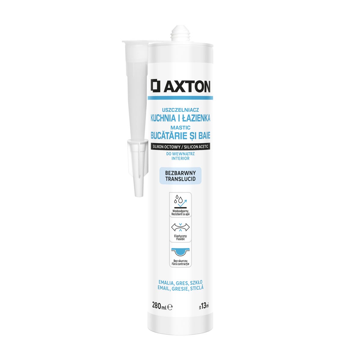 Silikon sanitarny L1 Kuchnia i Łazienka bezbarwny 280 ml Axton