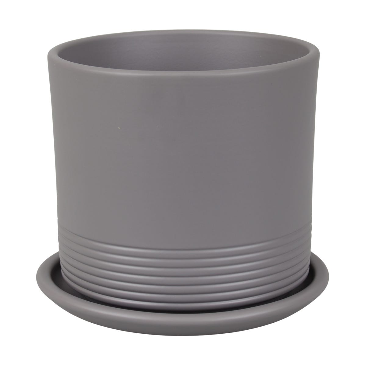 Cermax Doniczka ceramiczna z podstawką Rille śr.15cm szara