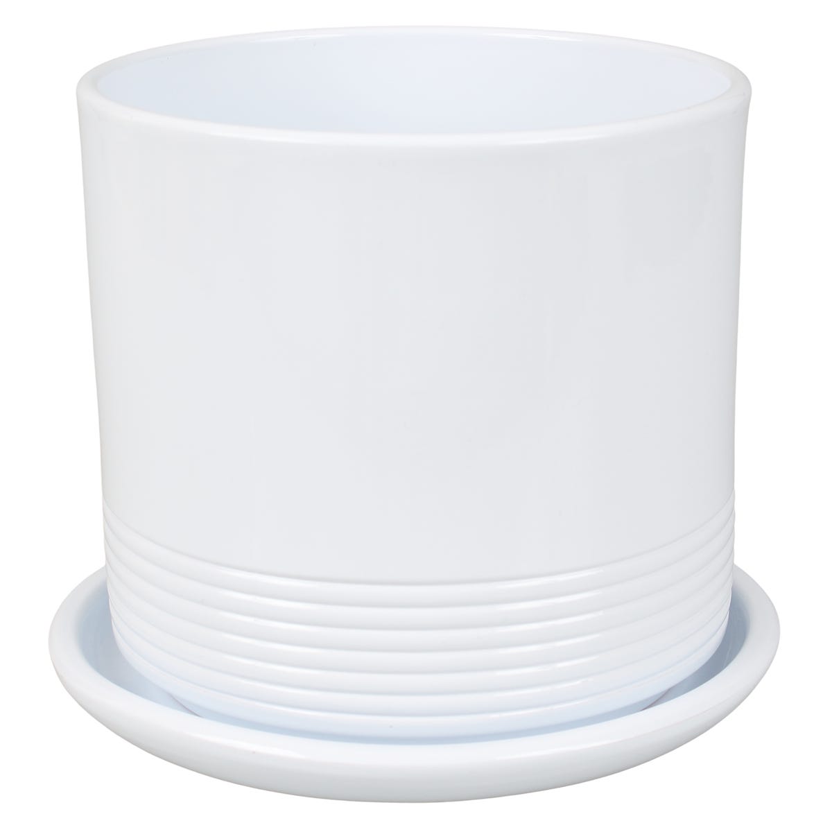 Cermax Doniczka ceramiczna z podstawką Rille śr.17cm biała