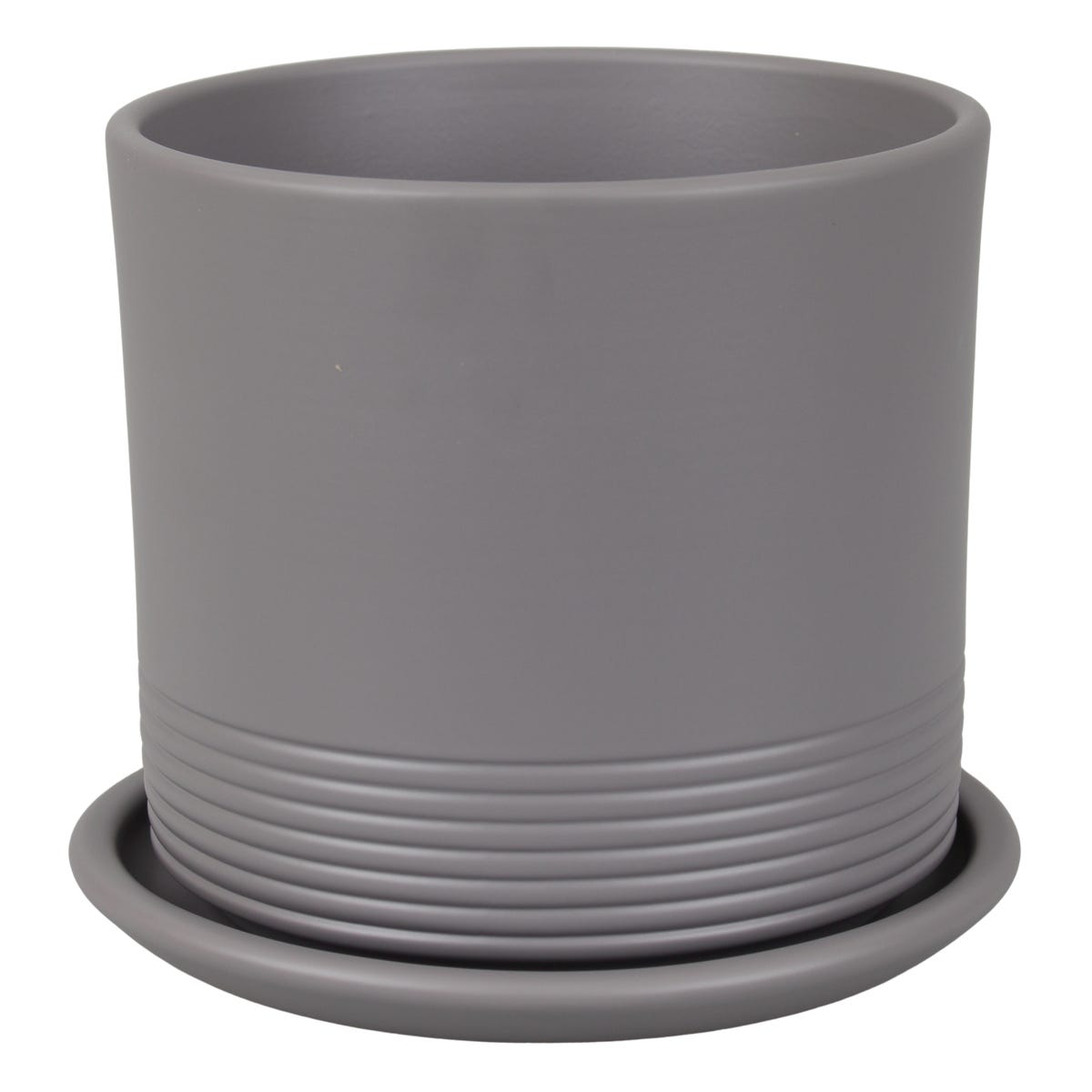 Cermax Doniczka ceramiczna z podstawką Rille śr.17cm szara