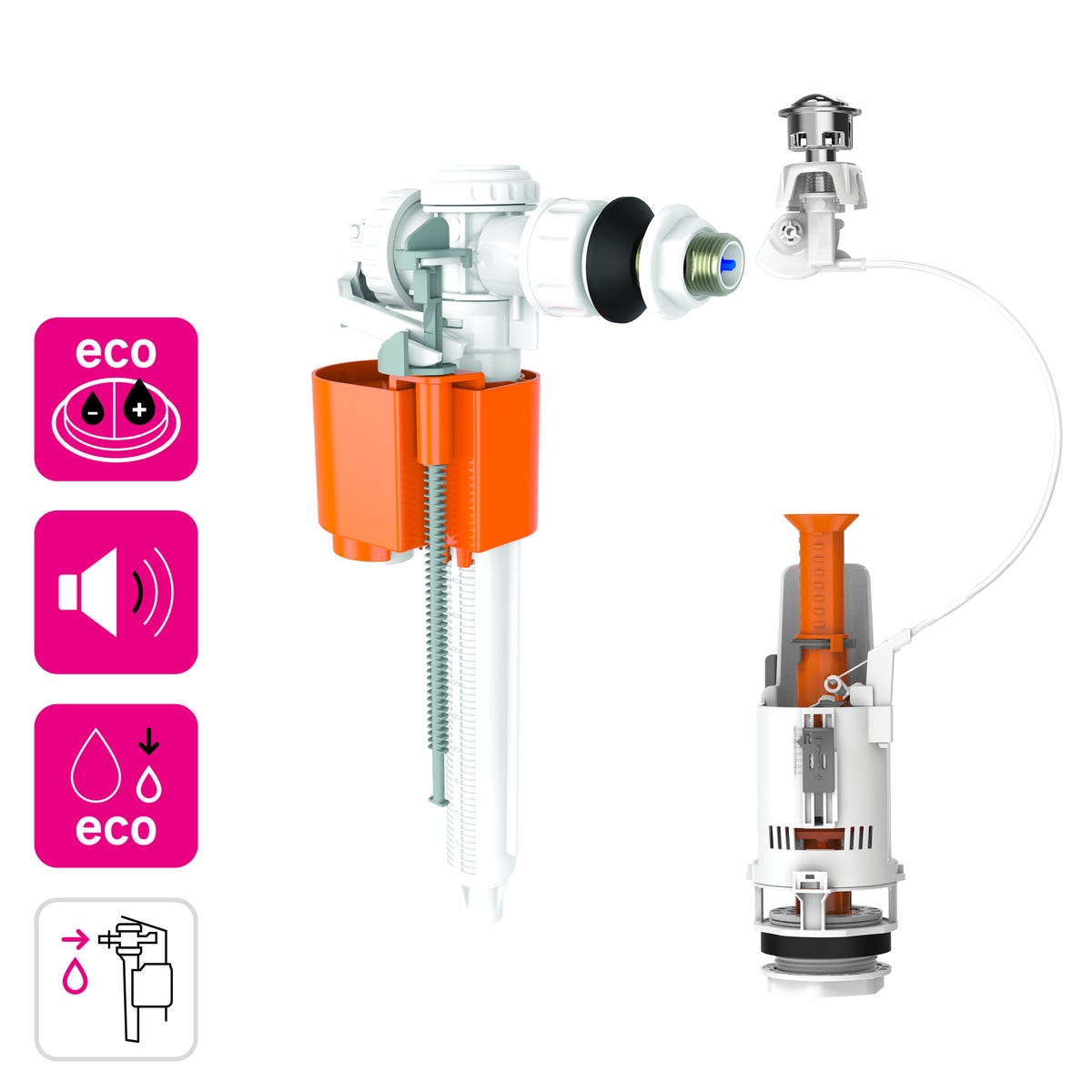 EQUATION Mechanizm do spłuczki WC + zawór napełniający 3/8