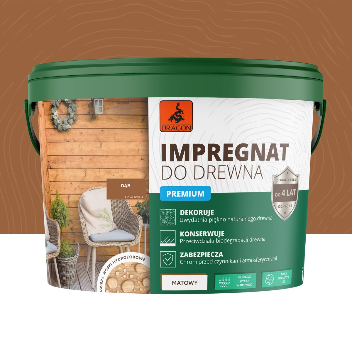 Dragon Impregnat do drewna akrylowy Dąb mat 10 l
