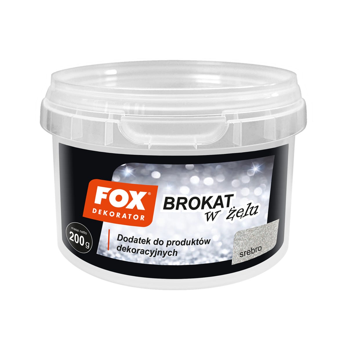 Brokat w żelu srebrny 200 g Fox Dekorator