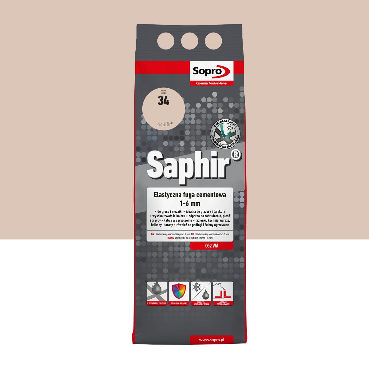 Fuga elastyczna Saphir Beż Bahama 2 kg kolor 34 Sopro