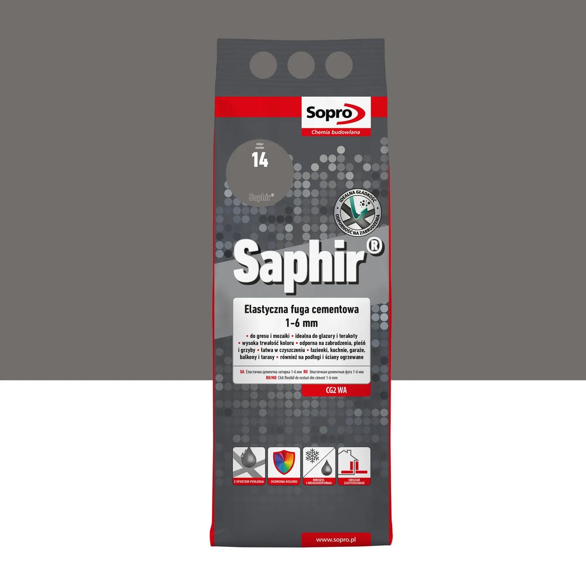 Fuga elastyczna Saphir Betonowy Szary 2 kg kolor 14 Sopro