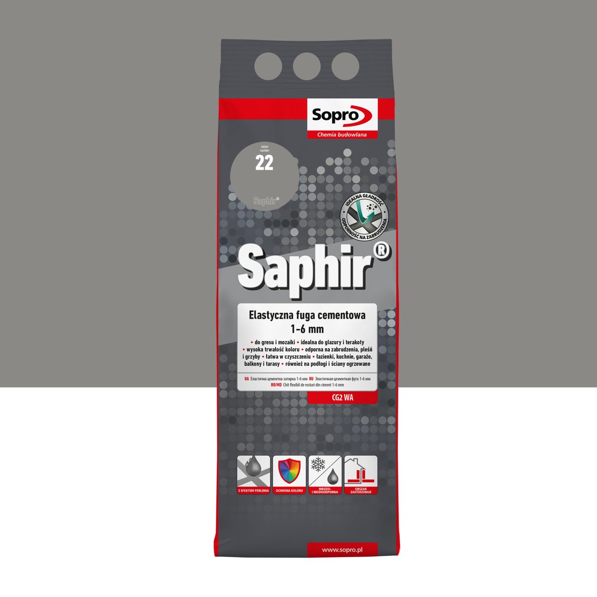 Fuga elastyczna Saphir Kamienny Szary 2 kg kolor 22 Sopro