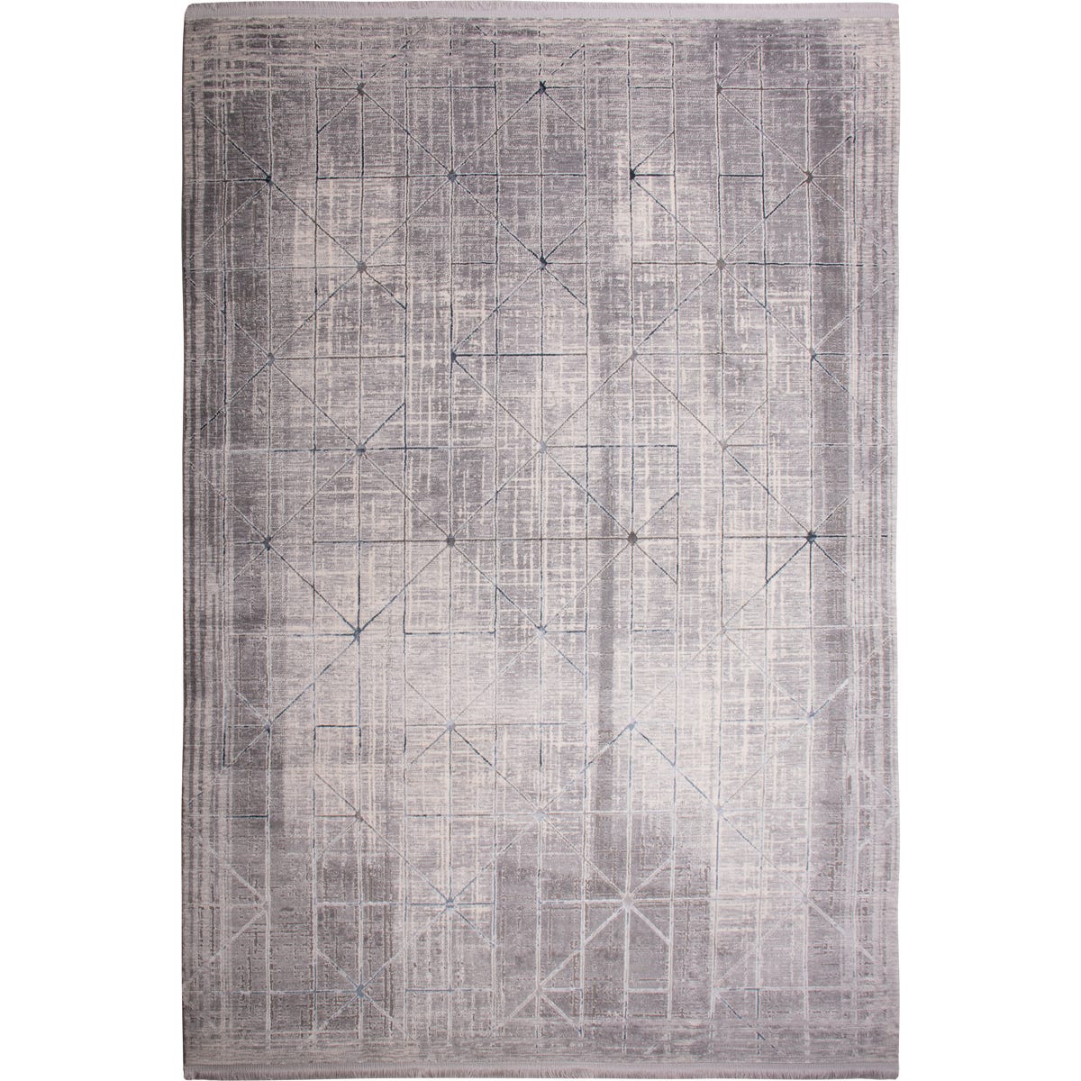 Dywan Vello przecierany geometryczny szaro-niebieski 80 x 150 cm