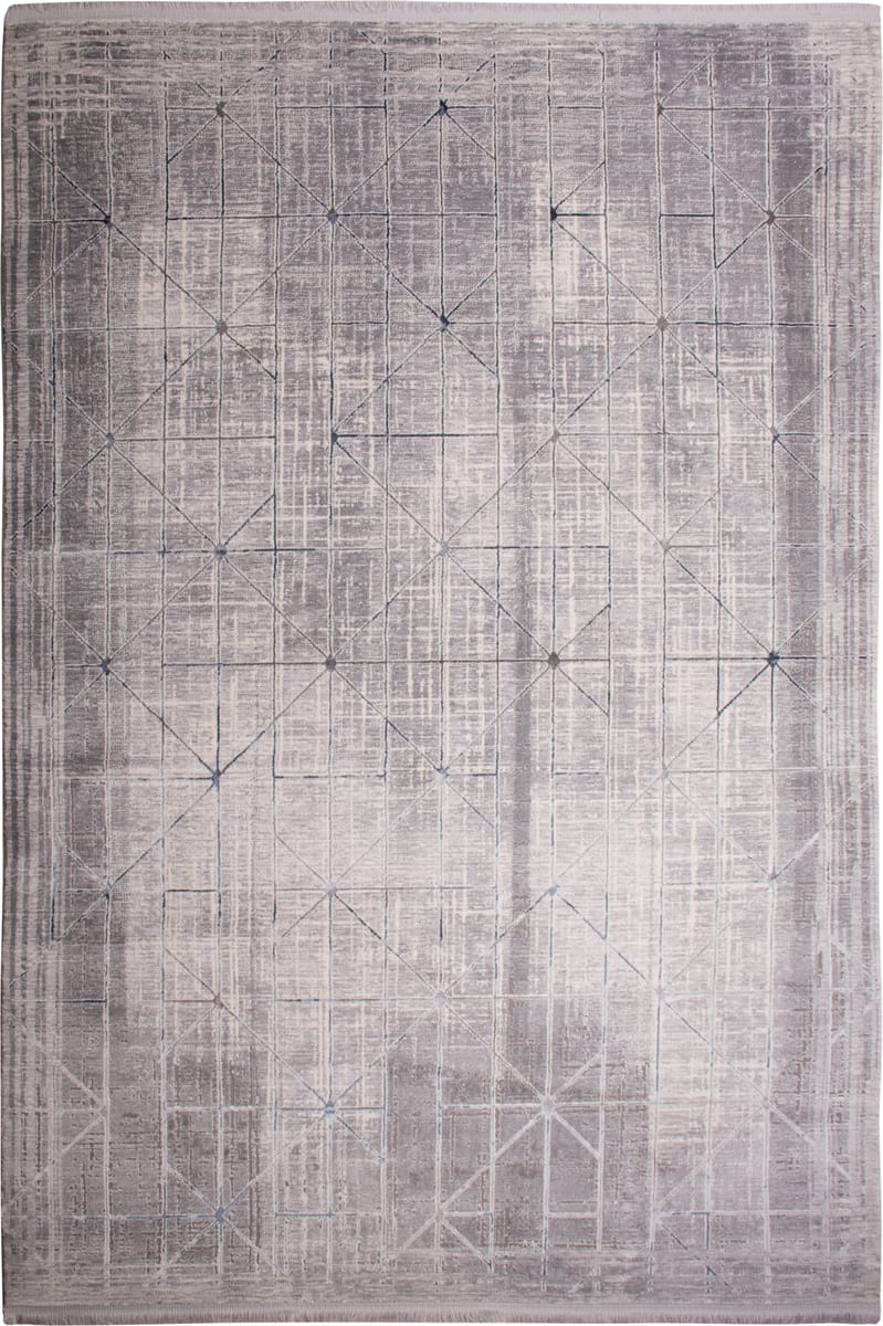 Dywan Vello przecierany geometryczny szaro-niebieski 160 x 230 cm