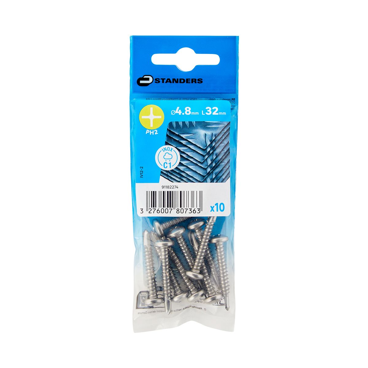 Standers Wkręt do stali samowiercący 4.8x32 mm stal nierdzewna inox łeb kulisty Phillips I10 sztuk