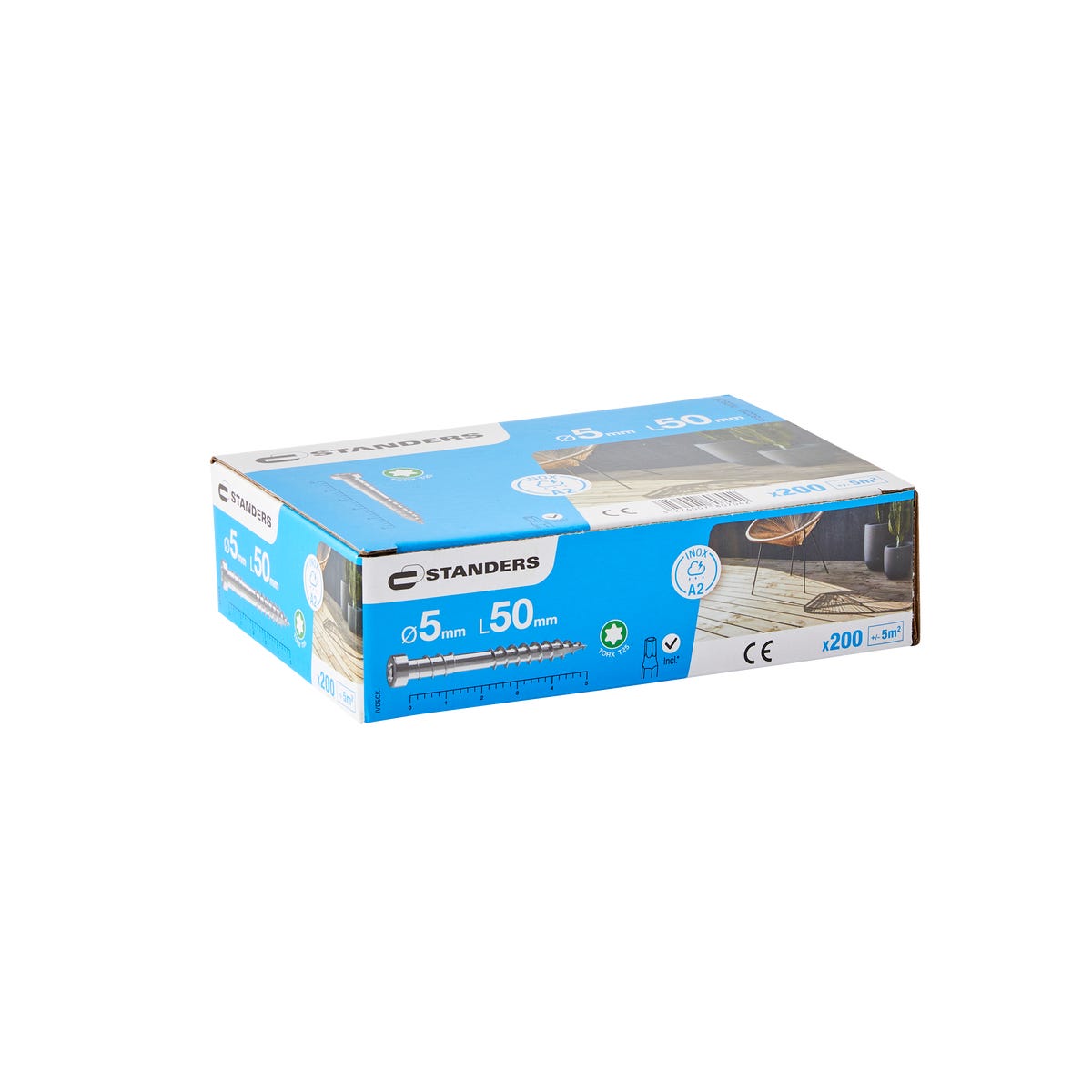 Standers Wkręt do tarasów drewnianych 5x50 mm stal nierdzewna A2 łeb walcowaty Torx 200 sztuk