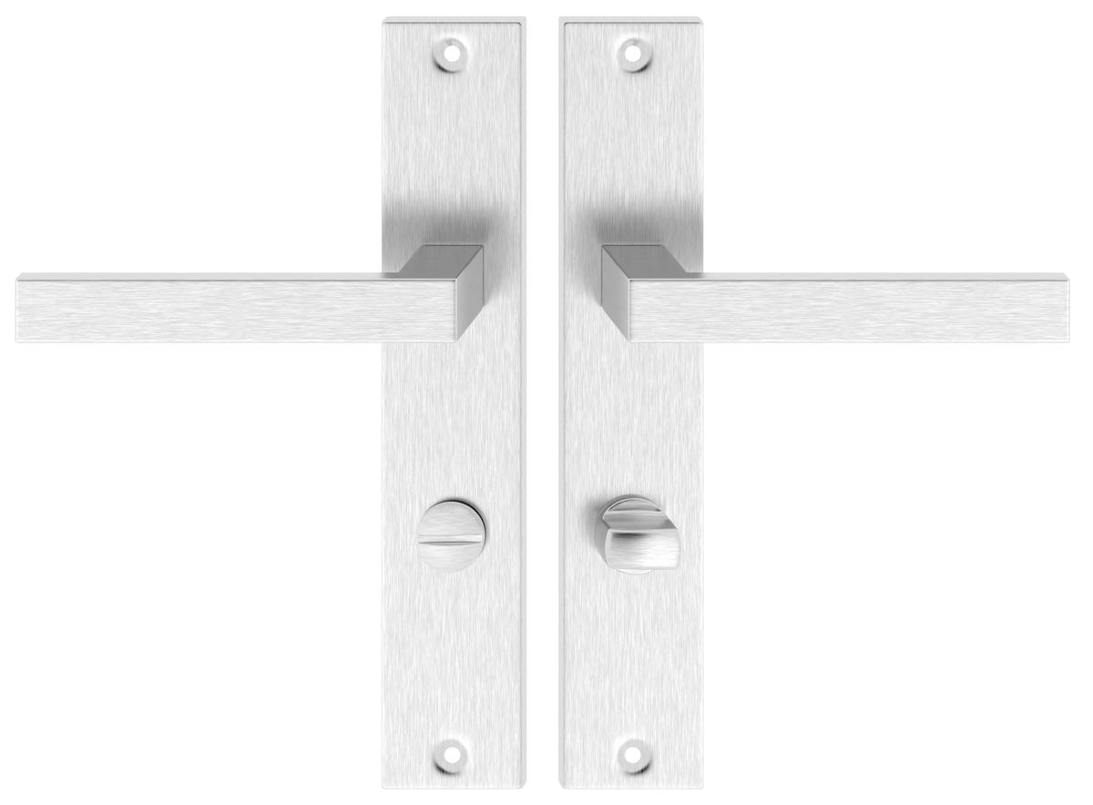 Klamka do drzwi wewnętrznych z długim szyldem do wc Topaz inox Metal-Bud