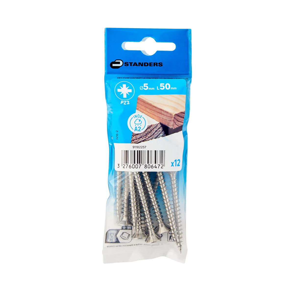 Standers Wkręt do drewna 5x50 mm stal nierdzewna A2 płaski łeb stożkowy Pozidriv 12 sztuk