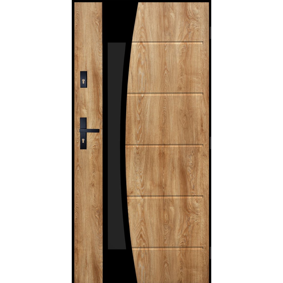 Pantor Drzwi zewnętrzne stalowe wejściowe Lyon Black Dąb Turner 80 prawe