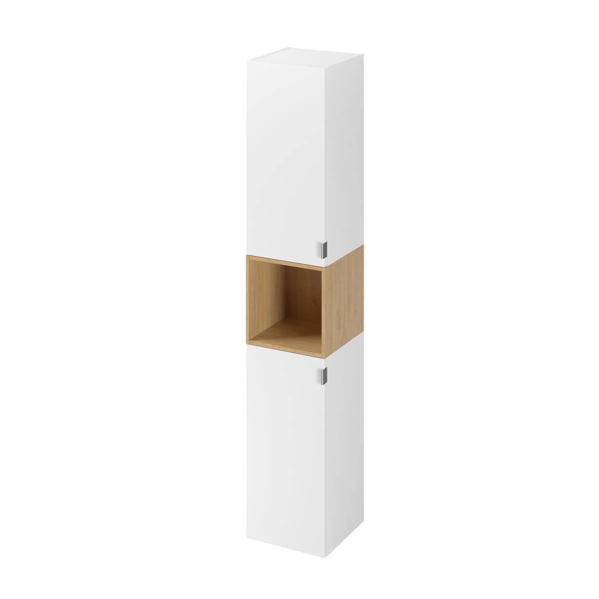 Słupek łazienkowy wiszący Modern 30x30x161.6 cm biało-brązowy złoty dąb Sensea