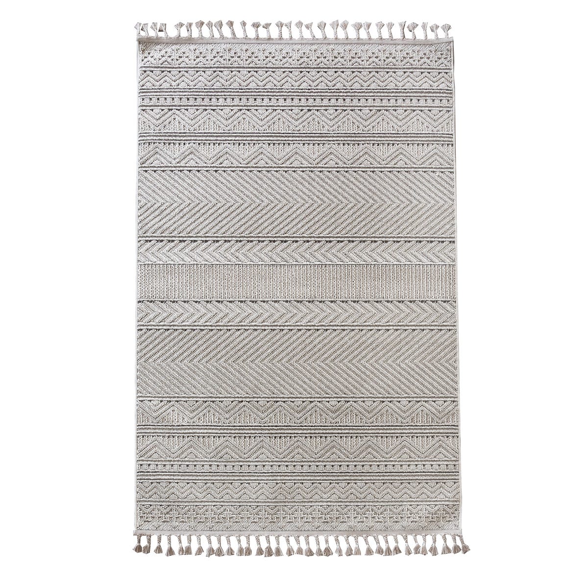 Dywan z frędzlami Alicante pętelkowy beżowo-brązowy 80 x 140 cm