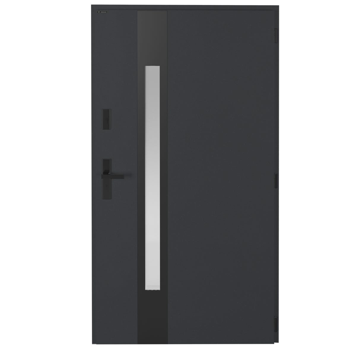 Drzwi zewnętrzne stalowe wejściowe Thor Silver antracytowe 90 prawe Wiśniowski