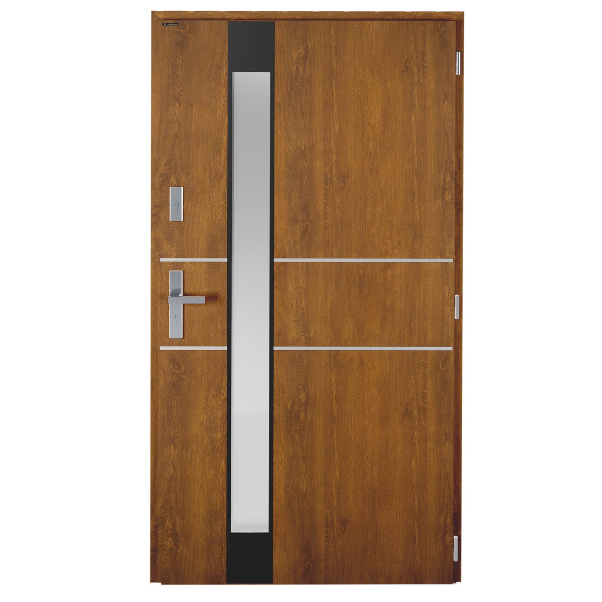 Drzwi zewnętrzne stalowe wejściowe Titanium złoty dąb 90 prawe Wiśniowski