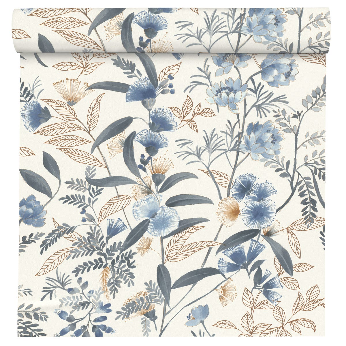Tapeta Kwiaty niebieska winylowa na flizelinie