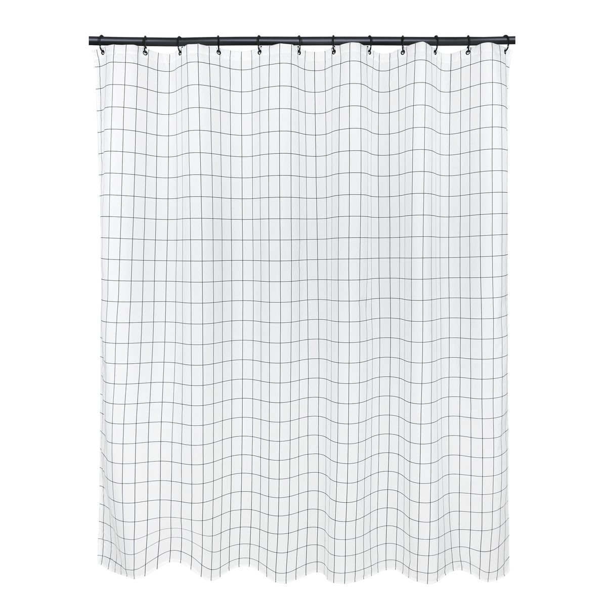 Zasłonka prysznicowa poliestrowa 180x200 cm biała w kratę Sensea