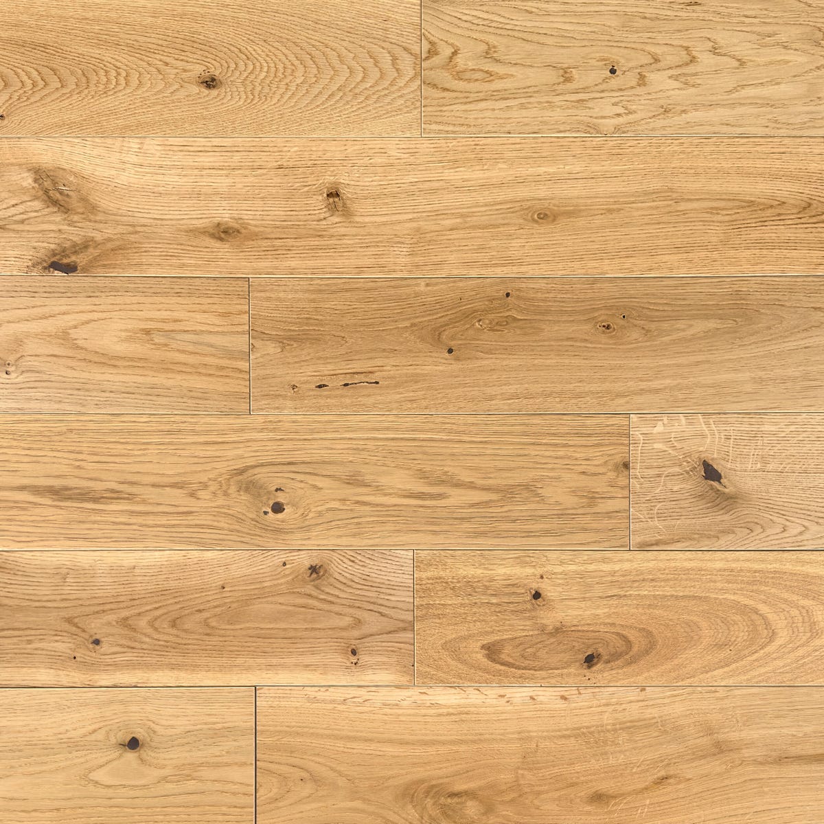 Lareco Podłoga drewniana deska lita Dąb Złoty lakierowana szczotkowana 15x120x300-1200 mm