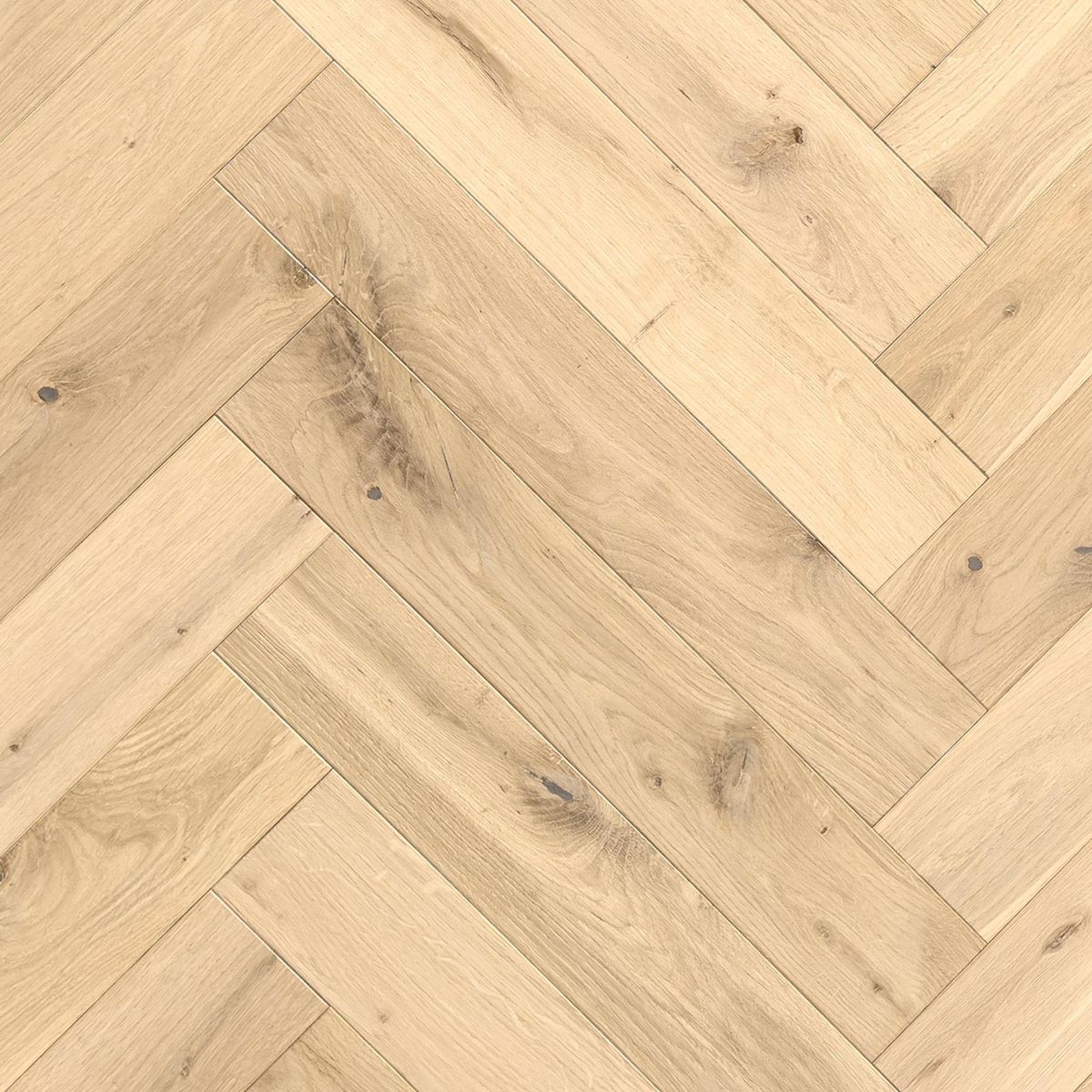 Lareco Podłoga drewniana lita jodełka klasyczna Dąb Skalny Rustic lakierowana szczotkowana 15X90X600 mm